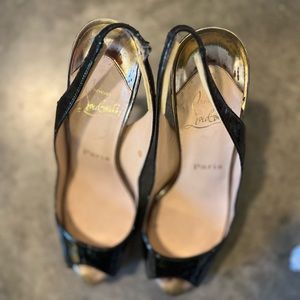 Christian Louboutin Patent Leather Peep Toe Pumps